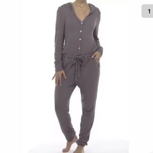 NWT Anthropologie Paper Crane Meribel Waffle Hooded Onsie Jumpsuit Pajamas